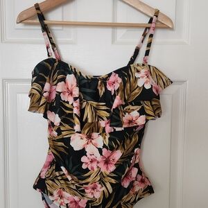 NWOT Floral Swimsuit - Black and Pink